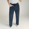 Faux Pearl Jeans for Women High Waist Straight Leg Stretch Denim Pants Casual Wide Leg Beaded Baggy Pants