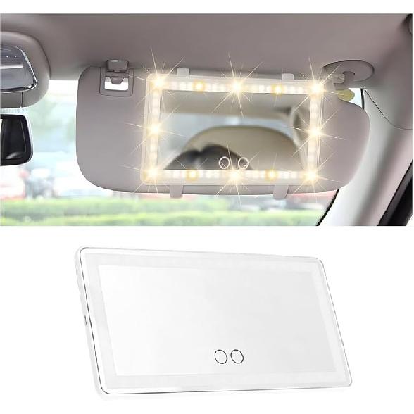 LED Car Sun Visor Vanity Mirror, Dimmable Rechargeable Vehicle Touch Screen Cosmetic Mirror With 3 Light Modes & 60LEDs, Auto Interior Rear View