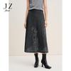 JUZUI New Chinese Style Wool Jacquard Midi Skirt