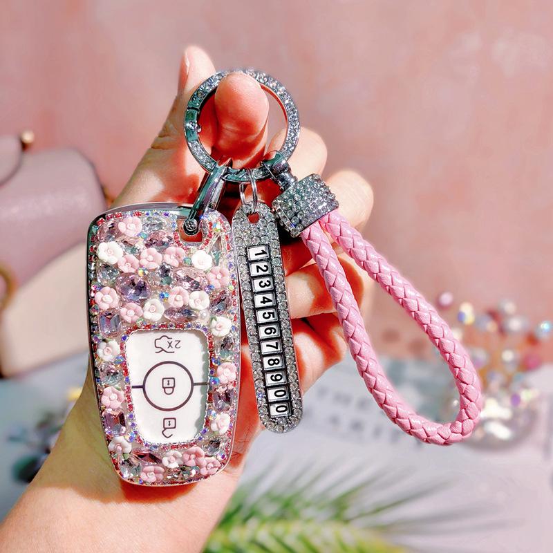 Diamond-Studded Key Cover for Ford Cars and Women's Handbags