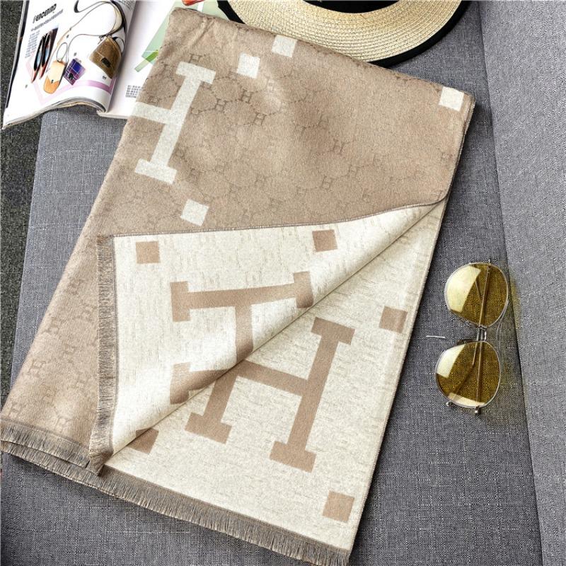 Autumn and winter new blue imitation cashmere scarf women, winter letter women's shawl thick warm one