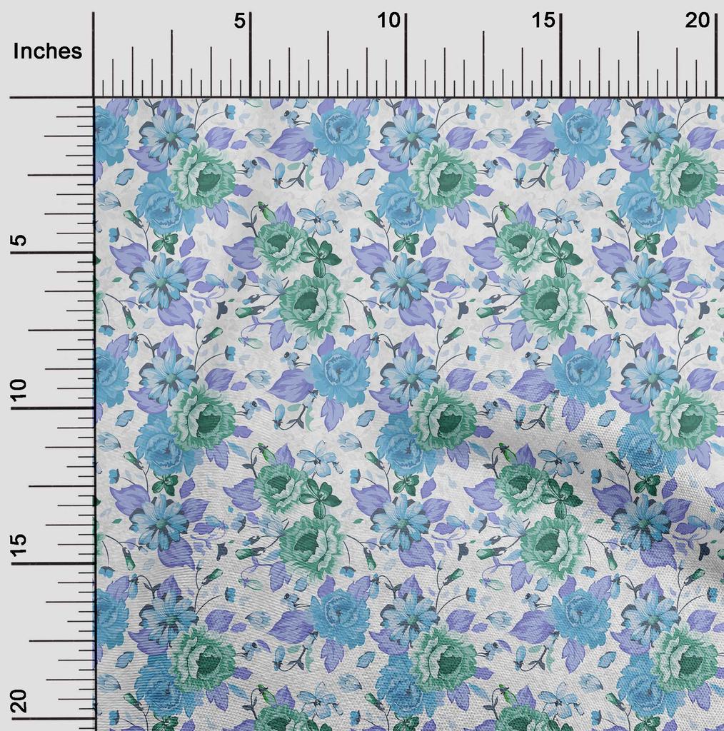 oneOone Cotton Flex Dark Green Fabric Asian Floral Dress Material Fabric Print Fabric By The Yard 40 Inch