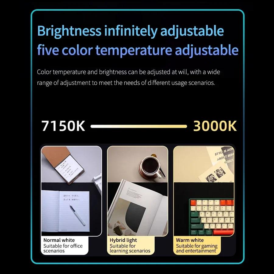 USB Computer Monitor Light Bar Stepless Dimming Screen Hanging Light RGB Backlight Gaming Atmosphere Desk Lamp Monitor Light Bar