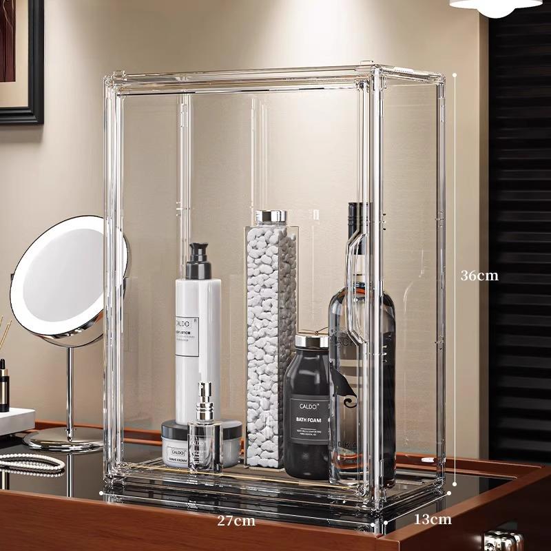 Transparent Desktop Cosmetics Organizer Makeup Storage Box Dustproof Cosmetics Storage Cabinet Perfume Big Capacity Storage Rack