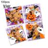 Small Plastic Bags for Treats 100 Pcs Halloween Treat Bags, Self Adhesive Seal Clear Candy Dessert Cute Cartoon Pouches Cookie Trick or Party