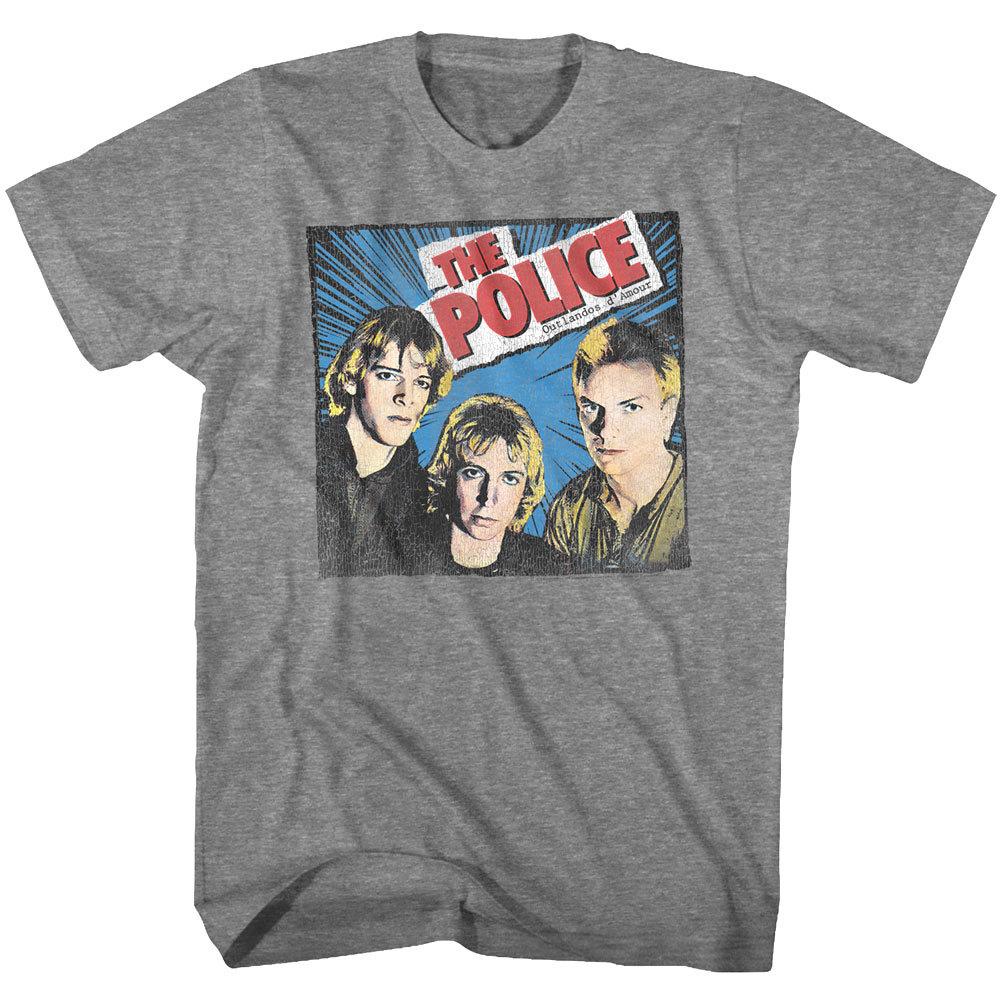 Sting The Police Outlandos d Amour Album Cover Mens T Shirt Comic Rock Band S