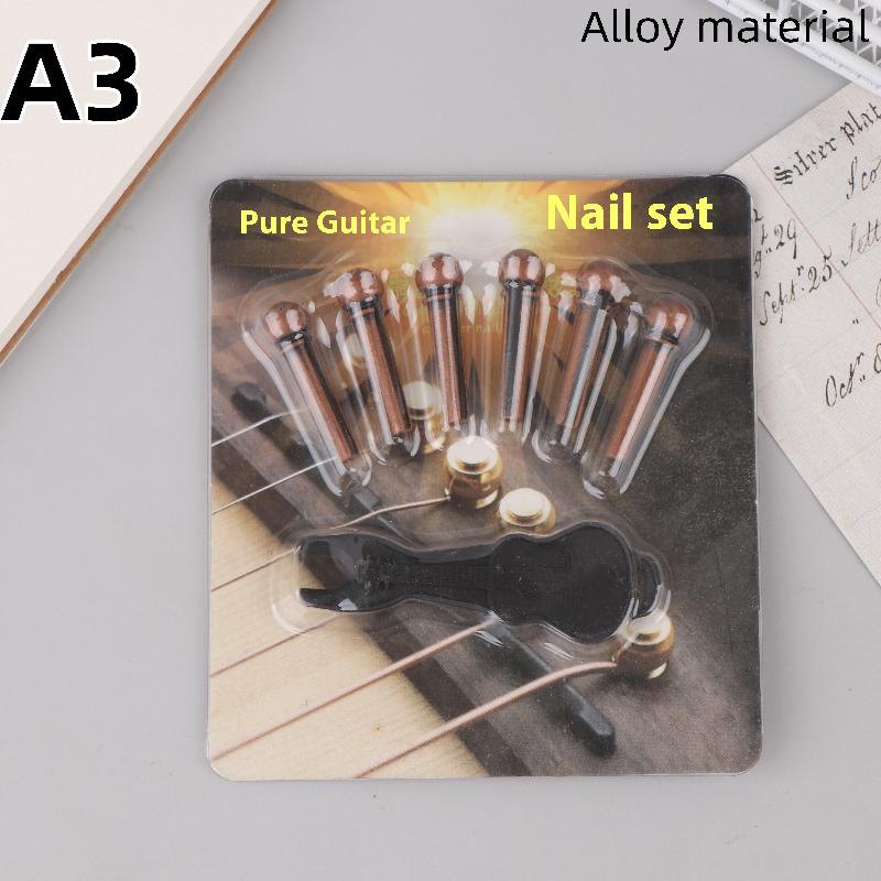 6Pcs Guitar Strings Nail Metal Acoustic Guitar Bridge Pins Brass Fixed Cone Pins String Nut Nails For Guitar Parts Replacement