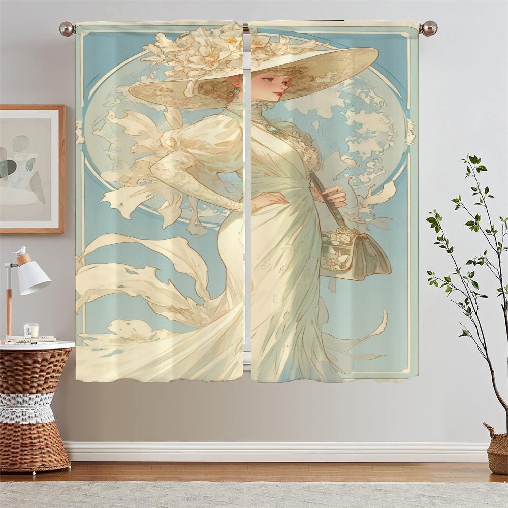

Yorharu Cheap Things With Free Shipping for Home Interior Curtains for Living Room Bedroom Blackout Curtains 2 Pcs Set Curls W50xH70cmx2pcs-CL