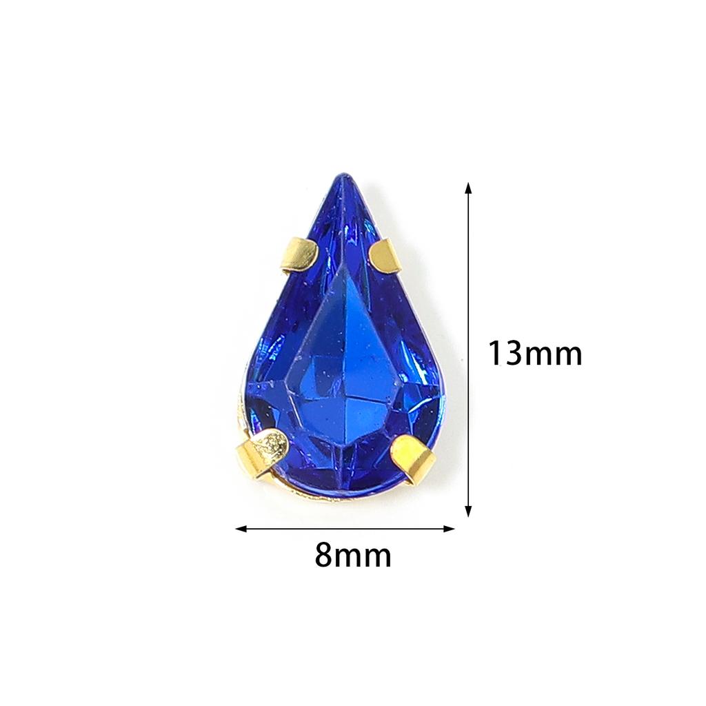 50pcs Water Drop Claw Rhinestones Stainless Steel Gold Bottom Acrylic Pointed Claw Drill For DIY Clothing Headwear Jewelry Decor