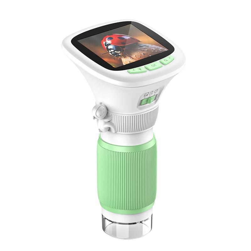 Children's Handheld Microscope with Rotating Focus and 2.4-inch High-definition Screen for Outdoor Children's Science Microscope