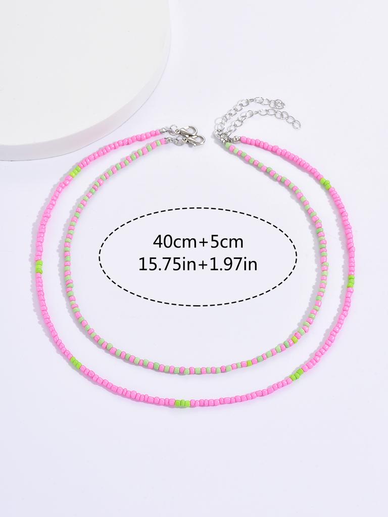 Creative New Rice Beads Handmade Chain Necklace Women Fashion Double Layer Colorful Collar Choker Necklaces