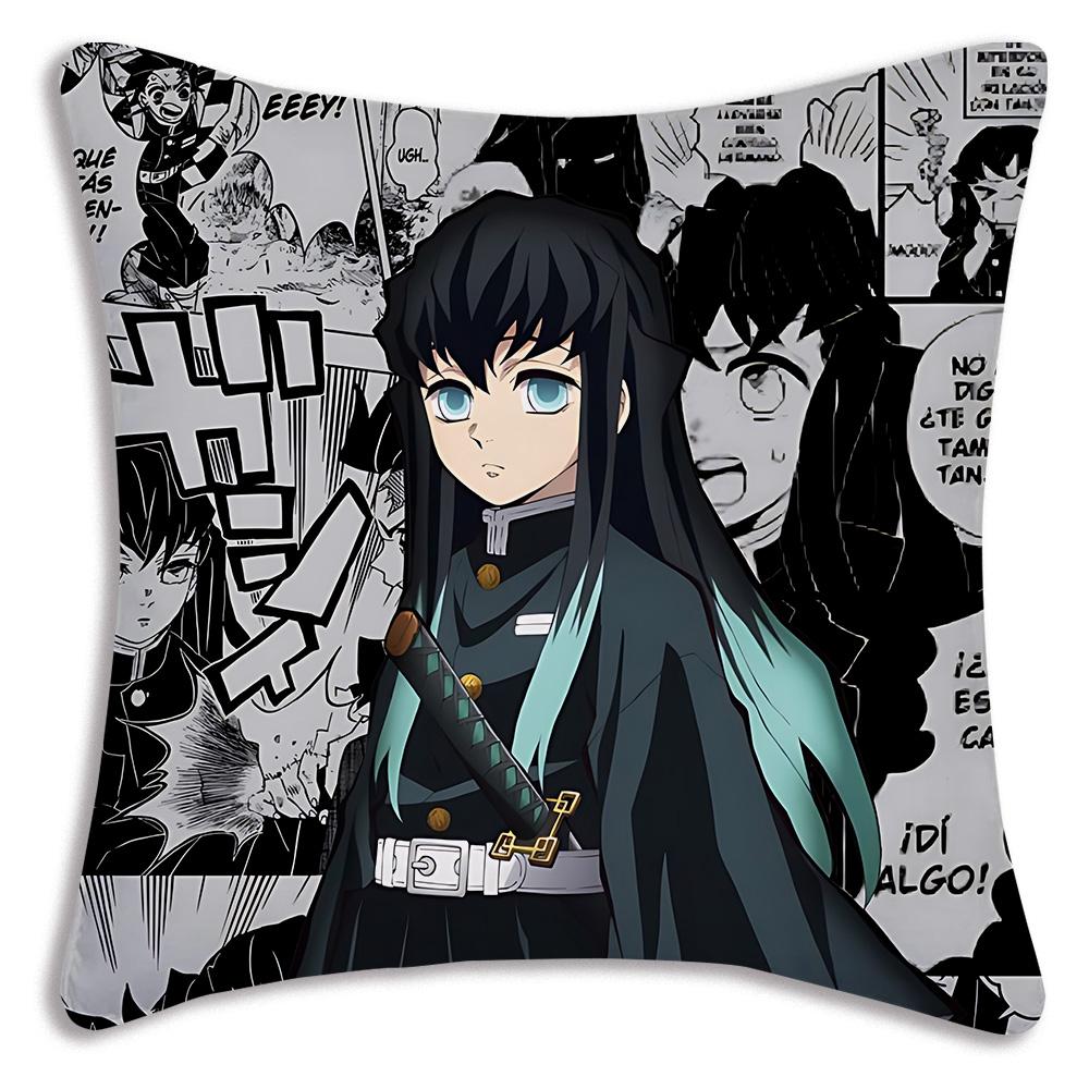 Muichiro Tokito Anime Pillow Covers Cartoon Sofa Decorative Home Doublesided Printing Short Plush Cute Cushion Cover