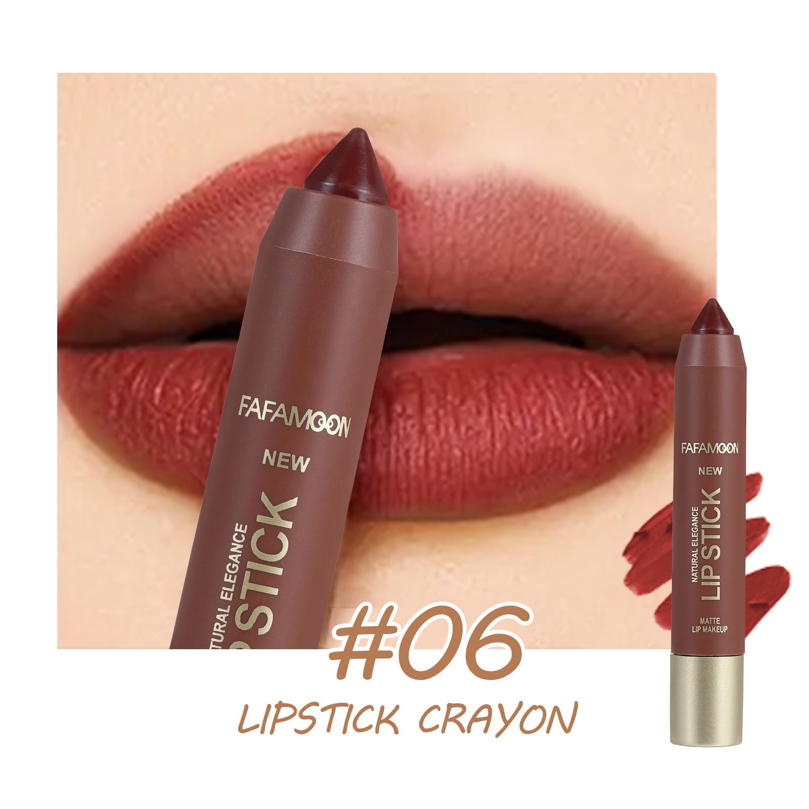

FAFAMOON 6-цветная губная помада-карандаш, карандаш для губ, увлажняющая помада, карандаш, нюдовый оттенок и оттенок красной бобовой пасты 3.5G