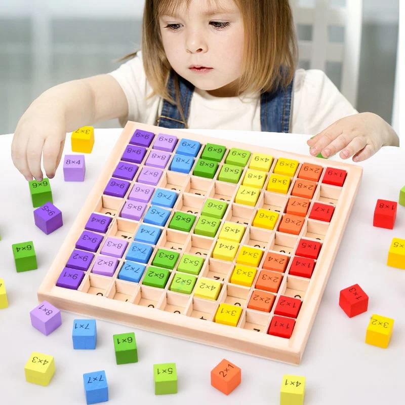Montessori Wooden 99 Multiplication Table Math Toy Educational Counting Learning Aid for Kids Arithmetic Teaching Fun