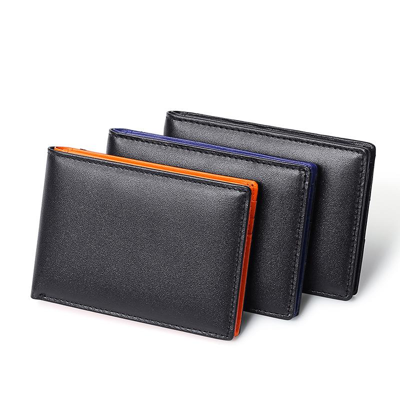 Slim Leather Wallet for Men Small Short Card Wallets Cowhide RFID Money Purse Business Card Holder