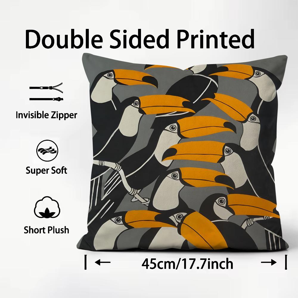 Toucan Fashion Cushion Cover Plush Fabric Soft DoubleSided Printed Sofa Warm Winter Home Child Gift Pillow Case