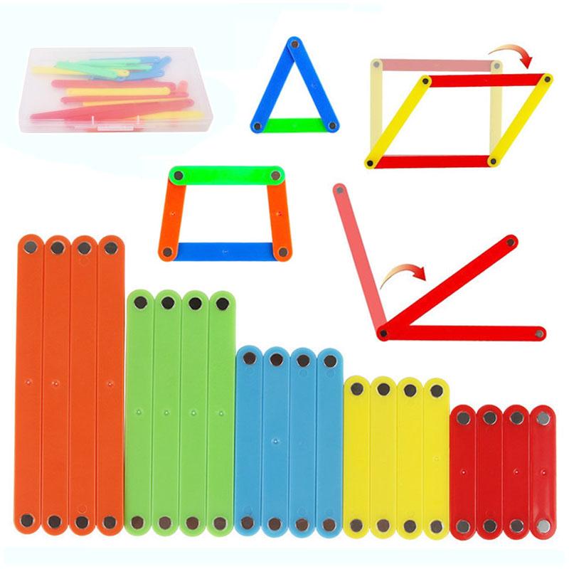 Interesting Toys Montessori Magnetic Block Math Toys Plastic Magnetic Splicing Strip Polygon Learning Teaching Aids Educational Toys For Children
