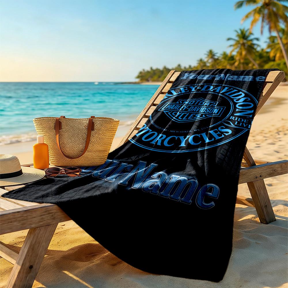 Harley-davidson Motorcycles Customizable Name Beach Towel Soft Durable Quick-Dry Perfect for Traveling Yoga Camping and Swimming