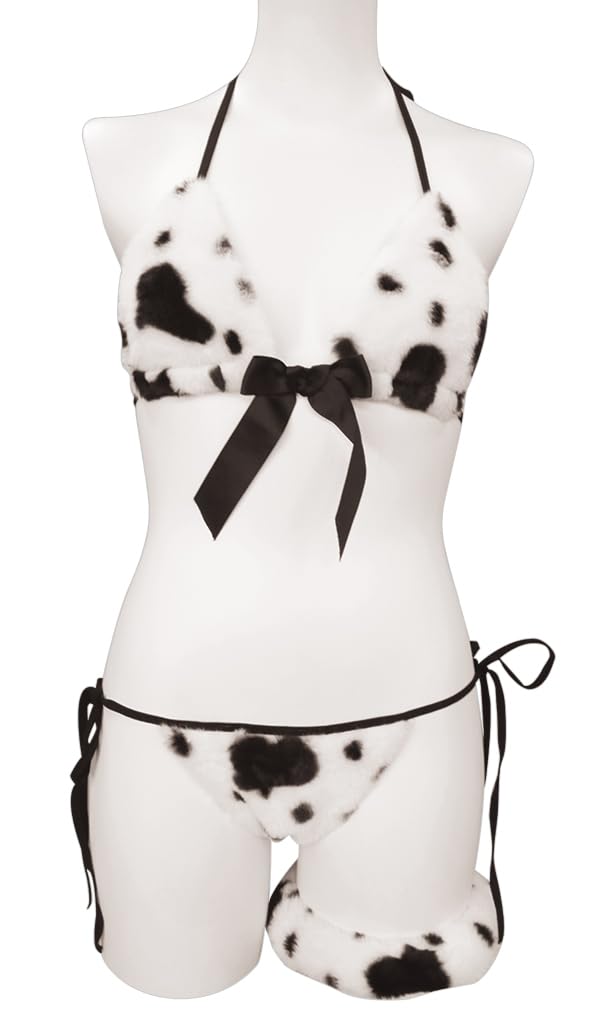 Tamatoys Fluffy Cow Print Bikini, Unisex, Size F, with Guttering, Illustration by Akatsuki Hijiri