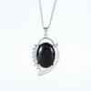Natural Crystal Stone Pendants Necklaces Oval Bead Healing Pink Quartz Jewelry for Women Oval Shape Charms Metal Alloy Pendant
