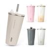 TYESO tumbler straw 470ml stainless steel lid vacuum insulated keeps warm cold outdoor convenient carry direct drinking leak-proof large capacity