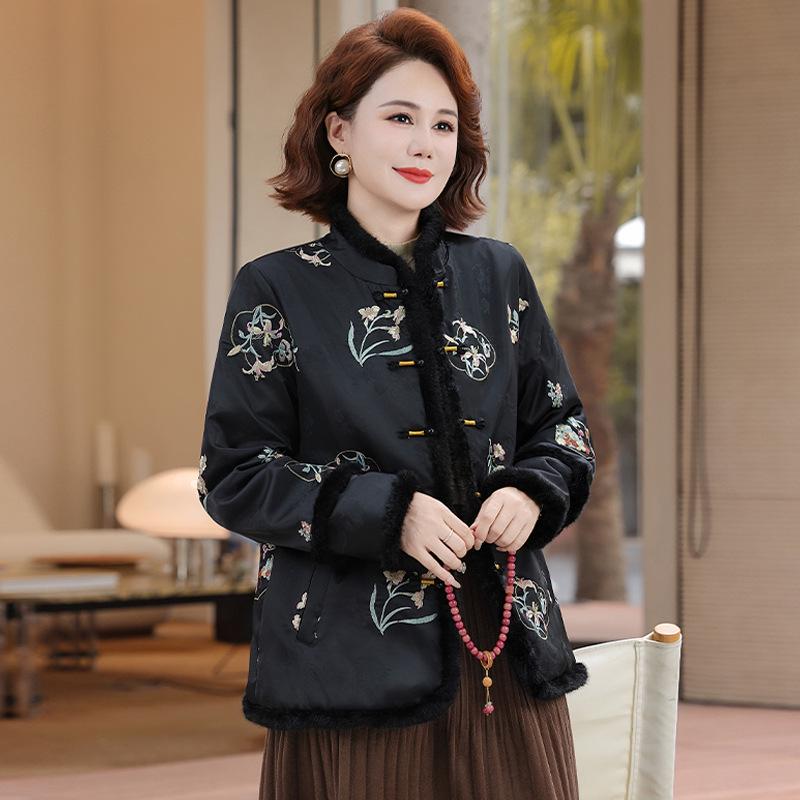 Thickened Retro Chinese-Style Cotton Jacket with Frog Buttons
