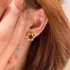 Vintage Frosted Flower Brushed Tiger Eye Stone Earrings for Women Brown Exquisite Earings Stud Suitable for Daily  Gifts