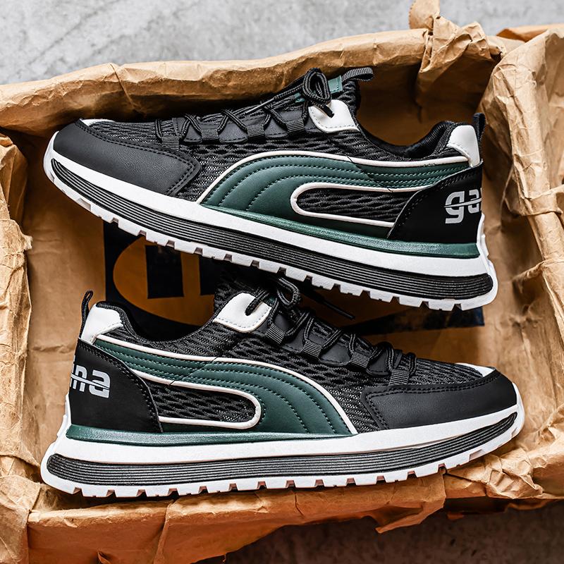 

Мужские сетчатые дышащие кроссовки на толстой подошве, повседневные спортивные туфли, легкие туфли на толстой подошве, модные и универсальные, стильные мужские туфли 44 чёрный