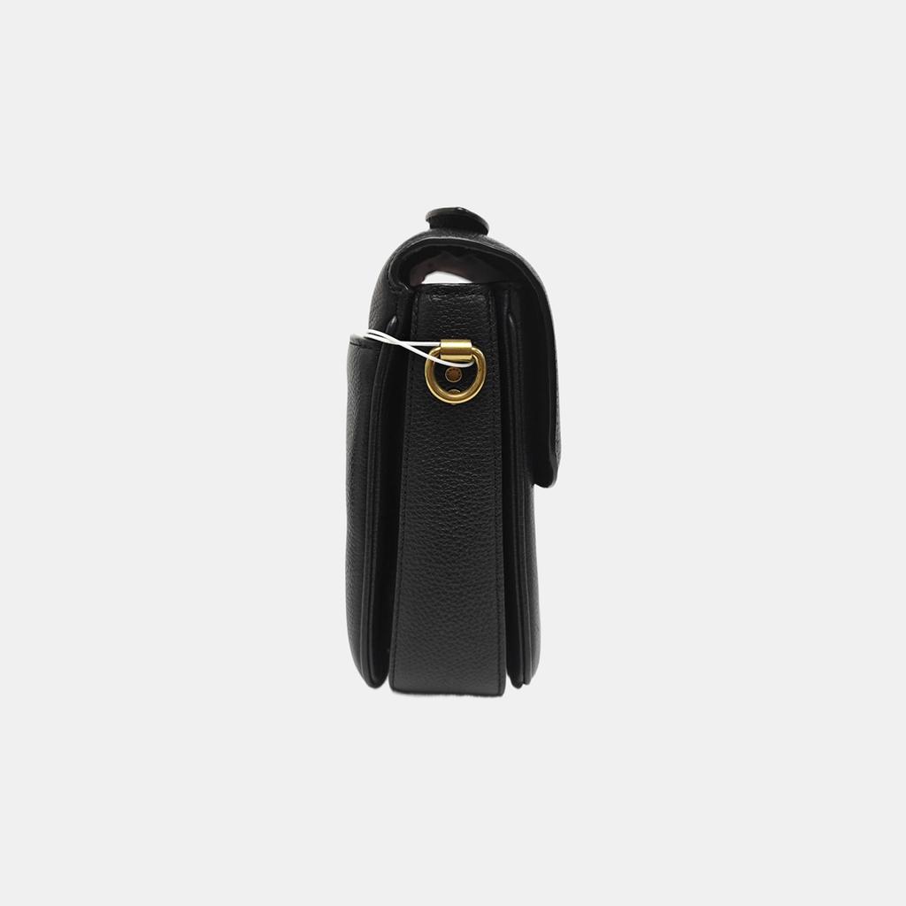 [Gebraucht] Cassie Schwarze Leder Schultertasche Tragetasche Goldene Beschläge Abnehmbarer Riemen - Sehr Gut #M9JZZX