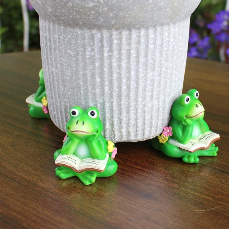 Pack of 3 Small Frogs Statues Ornaments for Indoor and Outdoor Use as Pot Lifters and Decorative Planter Risers Feet