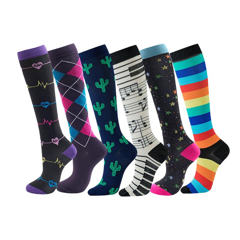 Herbst Damen Europäische & Amerikanische Sport Kniehohe Kompressionssocken, Hochelastische Schlankheits-Wadensocken