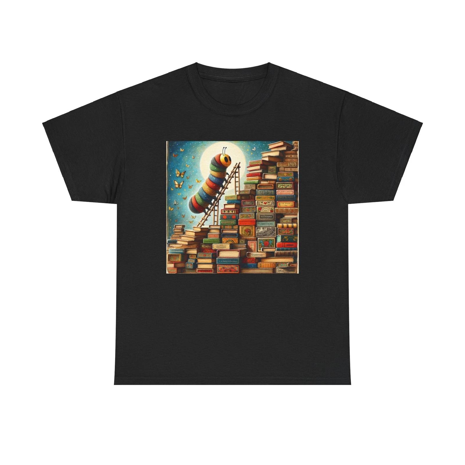 Unisex Adult T Shirt Bookworm Caterpillar Quirky Cute Book Reading Library Cute 4XL