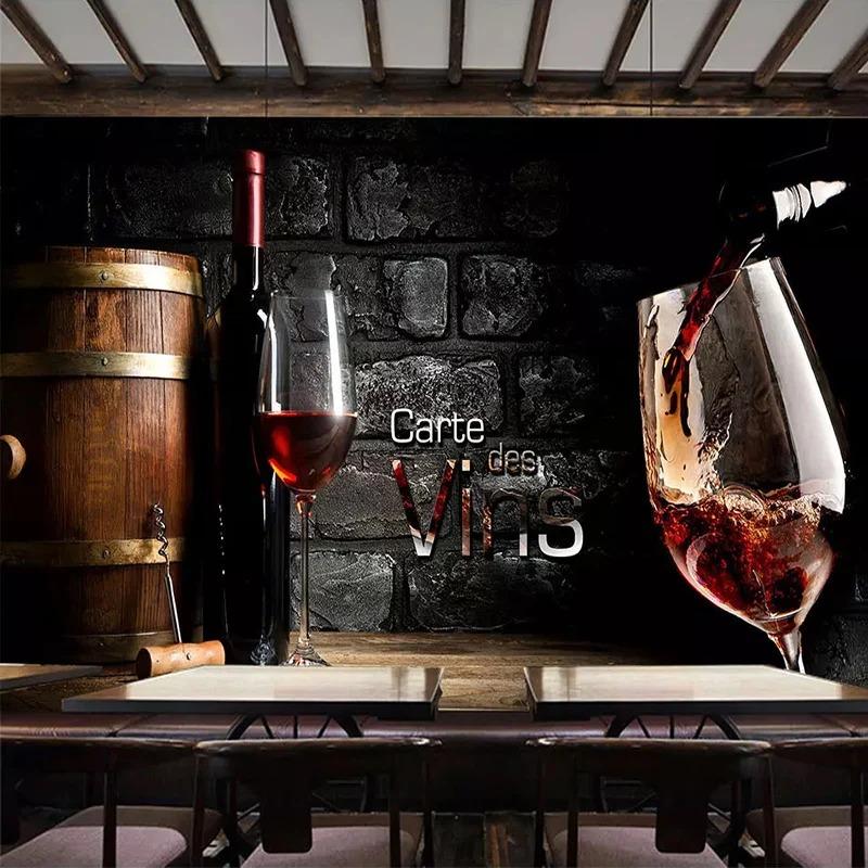 Carta da Parati 3D Personalizzata Personalità Stile Europeo Retrò Sfondo Muro di Mattoni Rosso Vino Pittura Murale Decorazione Murale Ristorante Occidentale Bar Cantina