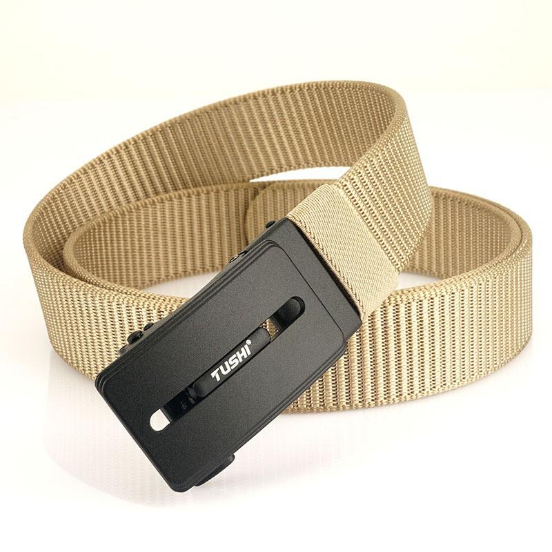 Toothless Automatic Buckle Belt Nylon Canvas Outdoor Casual Breathable 120cm хаки