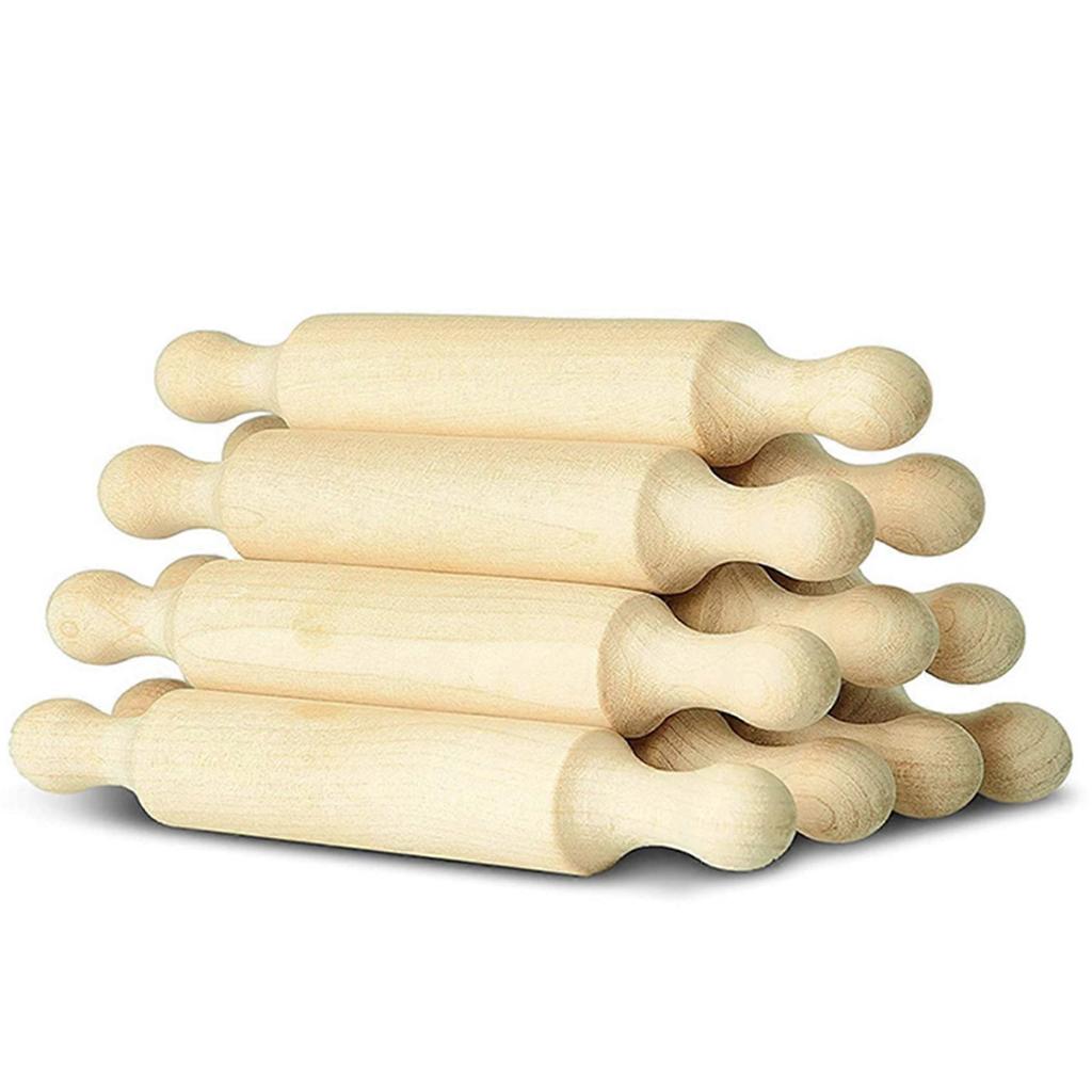 40x Wooden Mini Rolling Pin 6 Inches Long Kitchen Baking Rolling Pin Small Wood Dough Roller for Children Fondant Pasta