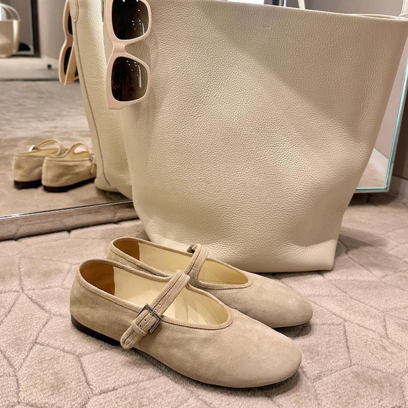 Comfortable Sheepskin Mary Jane Flats Women Ballet Shoes Round Toe Minimalist Strap Low Cut Casual Shoes