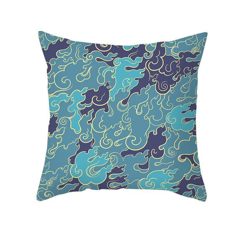 Simple Nordic Style Pillowcase Blue Wave Dolphin Office Sofa Printed Cushion Pillowcase Home