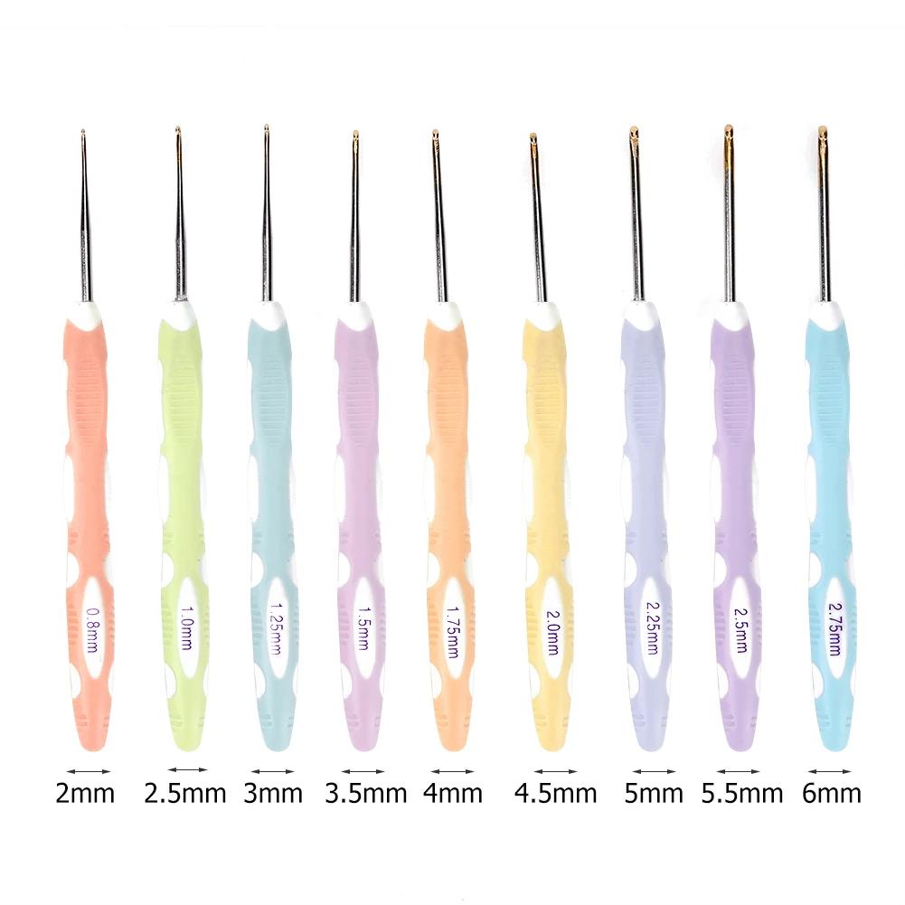 8/9pcs Knitting Needles Set Handmade Crafts Aluminum Crochet Hooks Needles Comfortable Grip Festival Gift for Sewing Weave Tool