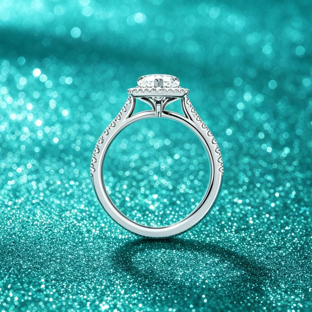 S925 Sterling Silver Moissanite Heart Engagement Ring, 1.2CT D Color