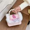 Adorable Mini Plush Cartoon Shoulder Bag For Girls With Cute Pearls And Fun Prints