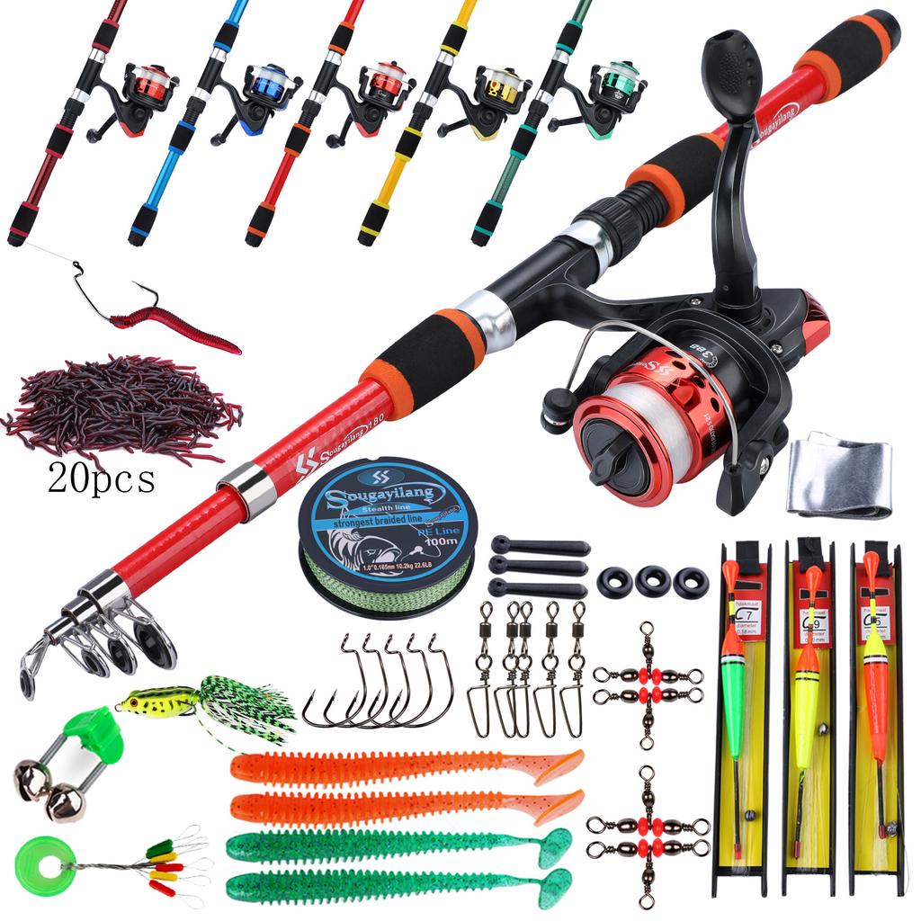 חכה וסליל 1.8 מ' חכה עם אביזר דיג סיבי פחמן סופר קשיח חכה טלסקופית עם סליל דיג לדיג קרפיונים