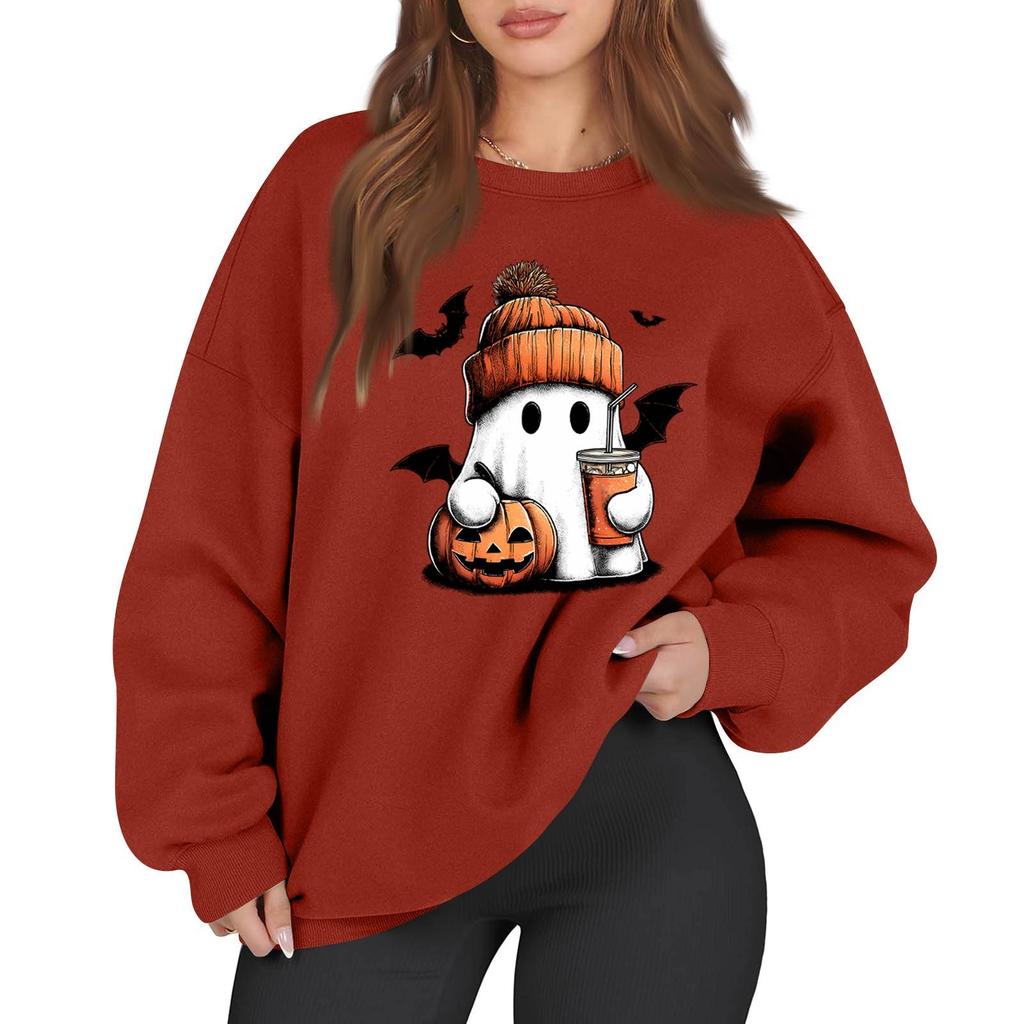 Women's Casual Fashion Long Sleeve Printed Round Neck Sweatshirt Top