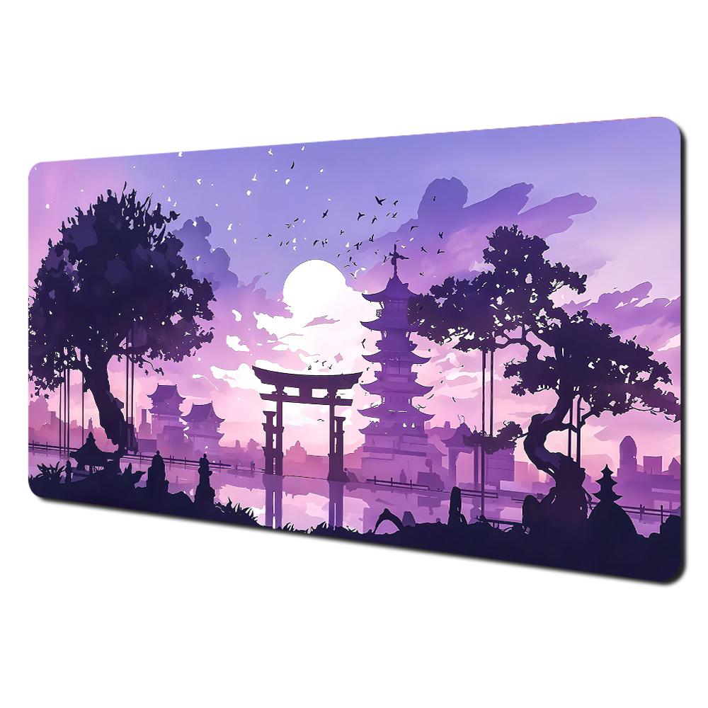 Ink Wash Style Cherry Blossom Pagoda Scenery Large Mouse Pad Desk Mat Pc Accessories Gaming Pad Office Rug Mouse Carpet Mousemat