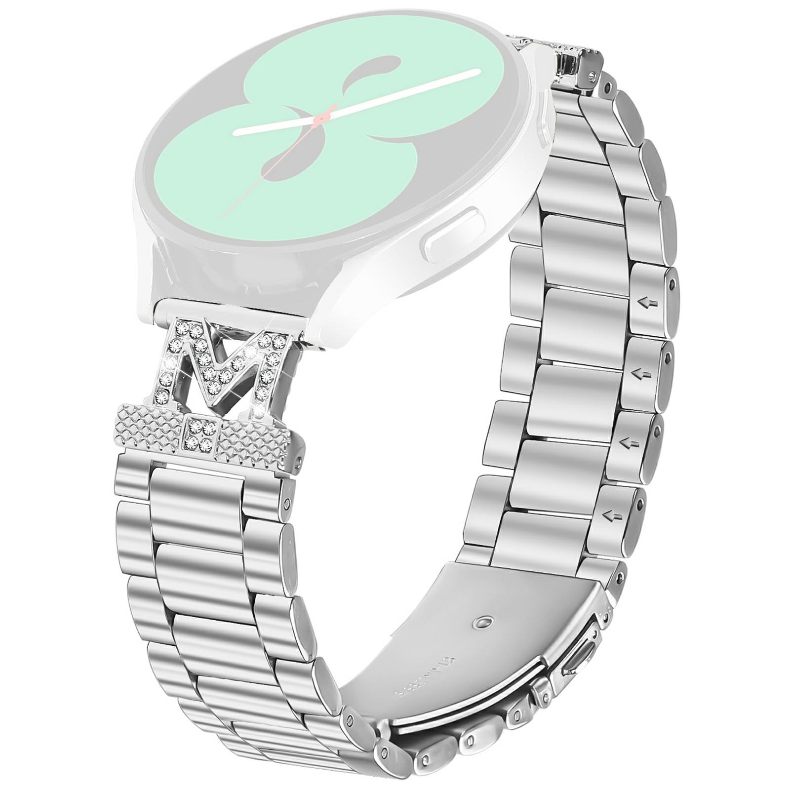 

For Coros Apex 2 Band Rhinestones Decor 3-Bead Silver Stainless Steel Watch Strap As shown A