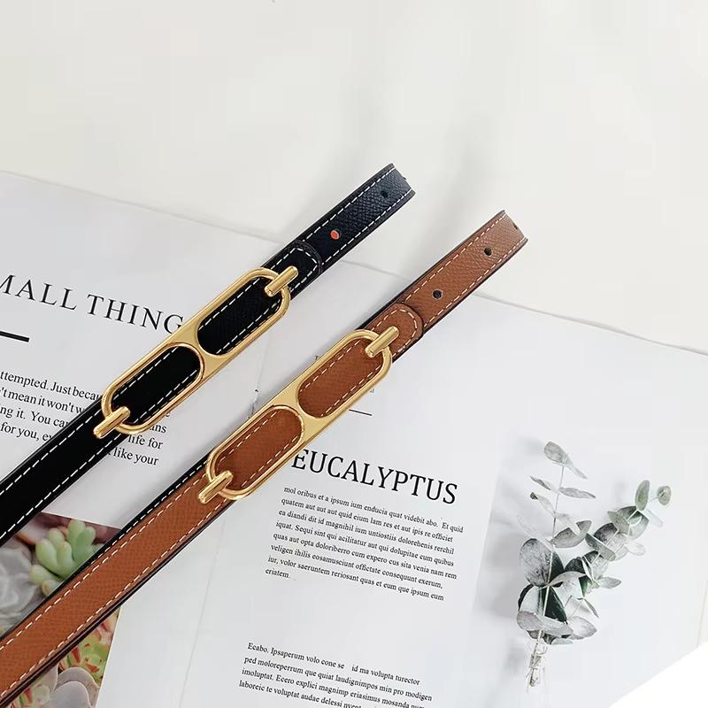 Gold Metal Buckle Double-side Wear Belt For Women Lady Thin PU Leather Adjustable Waist Belts Pants Dress Coat Waistband Straps