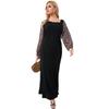 Large Size Women's Dress Spring and Autumn Square Neck Printed Long Sleeve Long Elegant Dresses