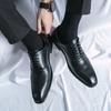 Mode Herren Oxford Schuhe PU Einfarbig Schnürschuhe Niedriger Absatz Skulptur Business Formelle Schuhe Klassische Vielseitige Herrenschuhe Große Größen 38-46