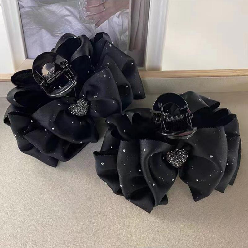 Luxury Starry Sky Rhinestone Bow Hair Clip - Volumizing Shark Clip Accessory