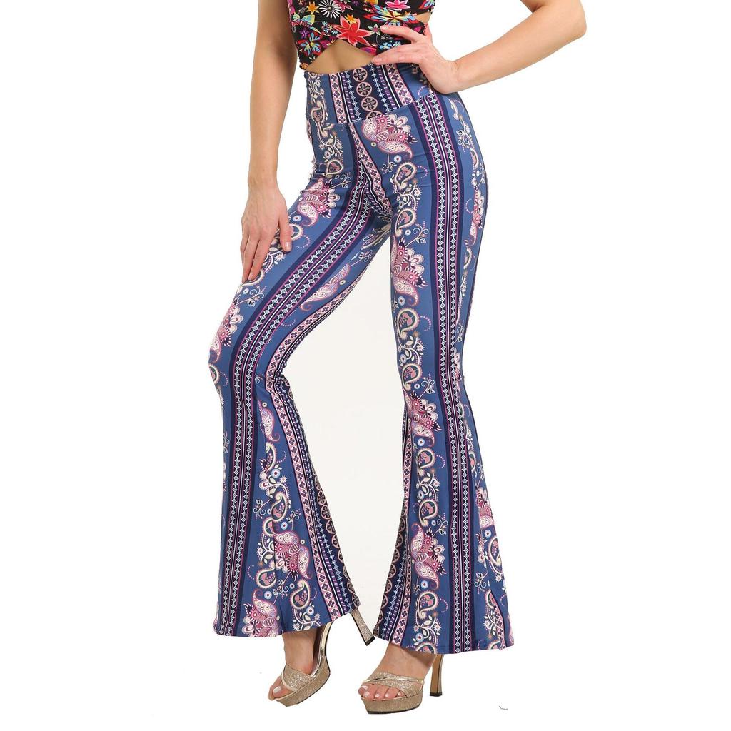 Fashion Floral Leggings High Waist Printed Flared Trousers For Women Highly Stretchable Fitness Tights Yoga Pants Dance Pants