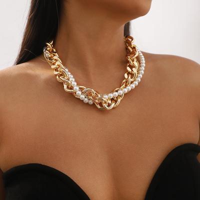Metal Wind Pearl Stacked Neck Chain Female, Light Luxury Vintage Medieval Necklace